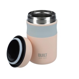 BUILT Food Flask, Vacuum Insulated Food Flask for Hot and Cold Foods, Double Wall Stainless Steel, 490ml, Pale Pink