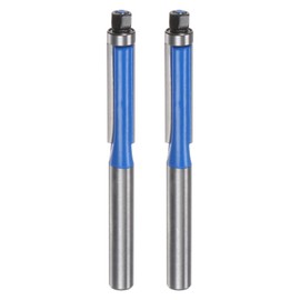 sourcing map 2pcs Flush Trim Router Bit 1/4" Shank 1/4" Dia 1" Cutting Depth Top Bearing Flush Straight Cut Trimming Router Bits Carbide for Particle Board Plywood MDF Woodwork, Blue