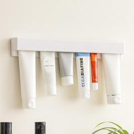 Moosik's Tidying King Wall Mounted Tube Clip Long Toothpaste Holder, White, 2 Pieces / 무식이네 정리왕 벽부착 튜브클립 롱 치약걸이, 화이트, 2개
