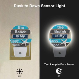 Uanvaha Coastal Starfish Night Light The Beach is My Happy Place Night Lights Plug into Wall for Boys Girls, Led Lamp for Stairway/Hallway/Bedroom 0.5W Nightlight Sleep Friendly