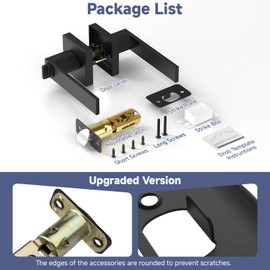 Estmoon 6 Pack Matte Black Door Handle, Keyless Interior Door Knobs Square Privacy Door Levers Heavy Duty Door Locks for Bedroom Bathroom, Reversible Interior Handles for Left & Right Handled Doors