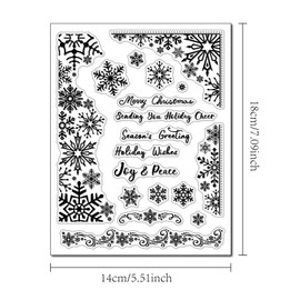 Arbuya Christmas Snowflakes Clear Stamps for Christmas Cards Making or Journaling, Snowflake Border Corner Silicone Stamps for Journals Albums Scrapbooking Paper Crafts Decoration