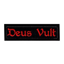 Deus Vult christian Templar Knight in God Wills Hook Patch (3.75 X 1.0) RD/BLK