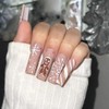 Vopintpy Extra Long Christmas Press on Nails Snowflake Stripe Fake