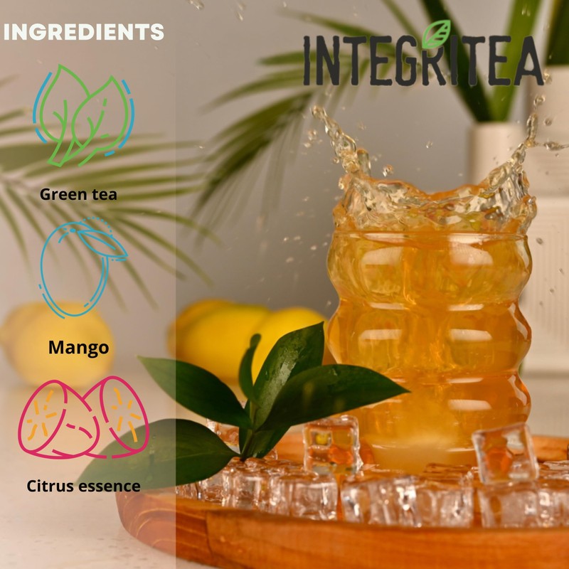 IntegriTEA Green Mango Flavored Green Tea, 6 Organic Unsweetened Iced