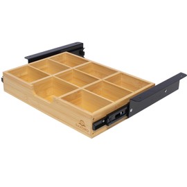 Under Desk Bamboo Drawer with U-Shaped Hollow Panel to Pull Out, 13'' Long & 9.5'' Deep Adjustable Space Storage Organizer for Sit Stand Workstation