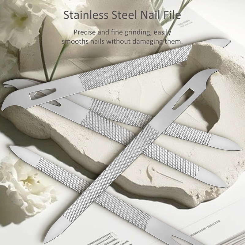 10-Pack Metal Nail Files for Natural Nails - Stainless Steel,