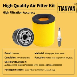 TIANYAN 13780-03G00 Air Filter/1651003G00 Oil Filter/Spark Plug kits for 2011 2012 King Quad 400 LTA400F 4x4 ASi;2004-2007 Suzuki Eiger 400 LTA400FC 4x4 Auto Advantage Eiger 400 LTA400 2x4 Auto
