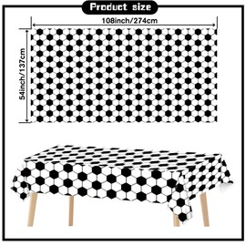 Kesfey 3 Packs Soccer Party Tablecloths 54 x 108 Inches Soccer Sports Ball Table Cover Disposable Waterproof Plastic Soccer Themed Birthday Table Cloth Rectangular Football Tablecloth for Boys Sports