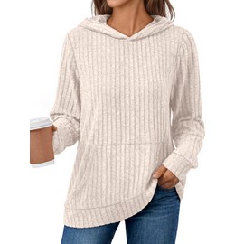 AUTOMET Womens Oversized Hoodies Long Sleeve Casual Sweaters Fall Loose Fleece Sweatshirts Winter Clothes with Pocket Apricot M