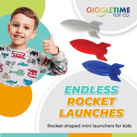 Giggle Time Stretchy Rocket Flyers 3" - Toddler Toys in Blue, Red, and White - Kids Toys for 3-Year-Old Boys, Kids Party Favors, Piñata Stuffer, Carnival Prize, Back to School Supplies - 36 Pcs