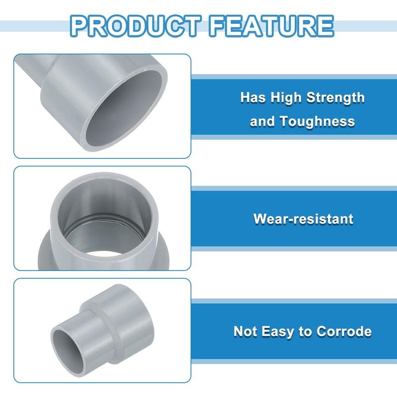 sourcing map 2 Pcs UPVC Reducer Pipe Fitting, 32x25mm PVC