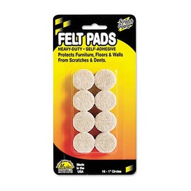 Scratch Guard Felt Pads, 1'' dia, Circular, Beige, 16/Pack