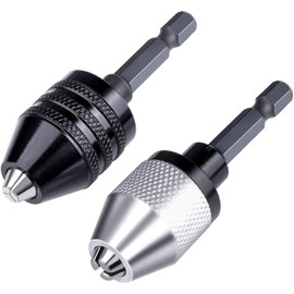 Taorayo Keyless Drill Chuck, 2-piece Set, Drill Chuck Adapter, Keyless Hex Axis Drill Chuck, Keyless Type Drill Chuck, Keyless Drill Chuck, Compatible with Impact Drivers, For Electric Drivers,