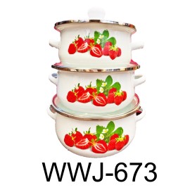 MEGA COOK 6 PC Strawberries Stock Pot Enamel