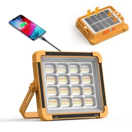 KUAEAY Luz Solar Portátil de Trabajo, 400W Recargable LED Luz, 6000mAH, 5 Modos de Lámpara de Camping, Luz de Trabajo de Emergencia, IP66 Luz de Inundación para Reparación de Automóviles,Garaje