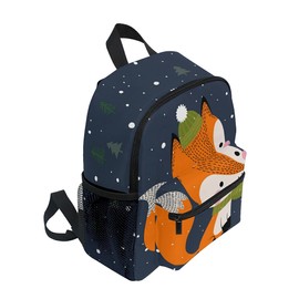 Children's Backpack, Kids Schoolbag Merry Christmas And New Year Cute Fox Students Bookbag for Boys Girls, Chest Strap One Size