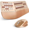 Wireless Ergonomic Keyboard and Mouse Combo with PU Wrist Rest,