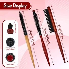 3 Pcs Professional Thin Hair Styling Brush, Quiff Roller Brushes, Hair Teasing Brush for Women, Bristle Brush for Slicking Back Hai