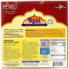 Rani Pappadums (Indian Lentil Wafer Snack) Punjabi Papad - Extra Hot, 7oz (200g) Approximately 15pc, 7 inches, Pack of 2 ~ All Natural | Gluten Friendly | NON-GMO | Vegan | Indian Origin