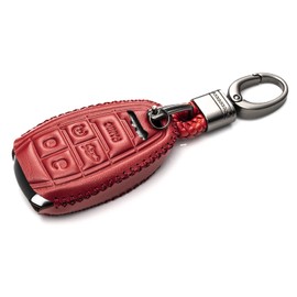 Vitodeco Genuine Leather Smart Key Fob Case Protector Compatible for Alfa Romeo Giulia, Stelvio, Tonale (2017 - 2025 Models) - 5-Button, Red