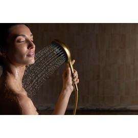 KOHLER K-28681-G-BN SpaViva Two-Function Handheld Showerhead, Round High Pressure Shower Head, Compatible with SpaViva Cleansing Device, 1.75 GPM, Vibrant Brushed Nickel