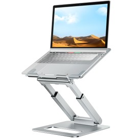 tounee Laptop Stand for Desk Adjustable Height, Telescopic Computer Stand with Pull Out Design Ergonomic Laptop Riser Fits All Laptops 10-17"-Silver