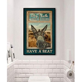 Inga Donkey Why Hello Sweet Cheeks Bathroom Poster Donkey Lover Gift Funny Gift Metal Signs 8x12 inch