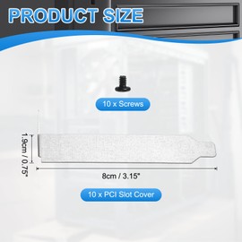 PATIKIL PCI Slot Cover Dust Filter 3.15 x 0.75 Inch, 10 Pcs Steel Dustproof Blanking Plate Ventilation Deflector Bracket Expansion Blank Plate with Screw for PC Computer Cases, Silver