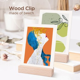 AiQInu Pack of 10 Bamboo Place Card Holders, Small Wooden Card Stand, Postcard Holder, Photo Holder for Weddings