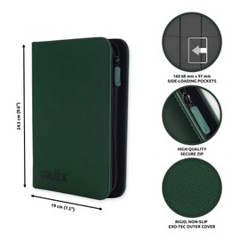Vault X Premium Exo-Tec Zip Binder 4 Pocket, 20 Double-Sided Pages, 160 Side-Loading Slots for Board, Collectible or Trading Card Game Protective Folder Album
