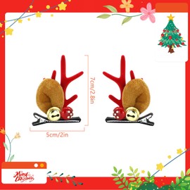 Dohia Christmas Hair Clips Cute Reindeer Antlers Ears Holiday Headpiece Hair Accessories Deer Horn Barrettes for Women Girls Christmas Hair Accessories ST1-SDJFJ (Bell)