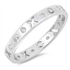 CloseoutWarehouse Clear Cubic Zirconia Cutout X Eternity Band Ring Sterling Silve Size 8