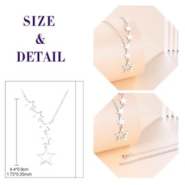 feilok Women's Necklace 925 Silver Necklace for Women Girls Star Christmas Valentine's Day Mother's Day, Silver
