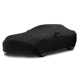 BHIEE Car Cover Indoor Stretch Fabric Sports Car Cover Dust Protection Elastic Cover Car Garage Indoor Underground Garage Car Exhibition, Fits up to 4.6 m - 4.9 m, Black