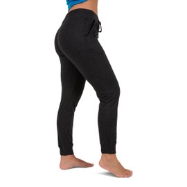 Sexy Basics Women's 2 Pack Yoga Activewear Jogger Capri Cropped Sweat Lounge Pants (2 Pack- Black/Grey, Large)
