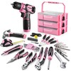 WORKPRO Pink Cordless Drill Driver with Toolbox, 43PCS Pink Tool