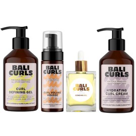 Bali Curls Styling Heroes Bundle - 4-Piece Styling Routine for Defined, Smooth & Vibrant Curls - Curl Cream, Volume Foam, Defining Gel & Bonding Oil
