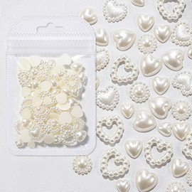Heart Pearl Stones 100-Piece Pack Pearl Nail Pearl Stones Half Pearls / 하트 진주스톤 100개입 진주네일 진주스톤 반진주