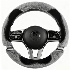 Universual Fluffy Fur Soft Fuzzy Steering Wheel Cover Leather Women Men Pink Sporty Cute 14 inch Car Accessories Non-Slip Decoration