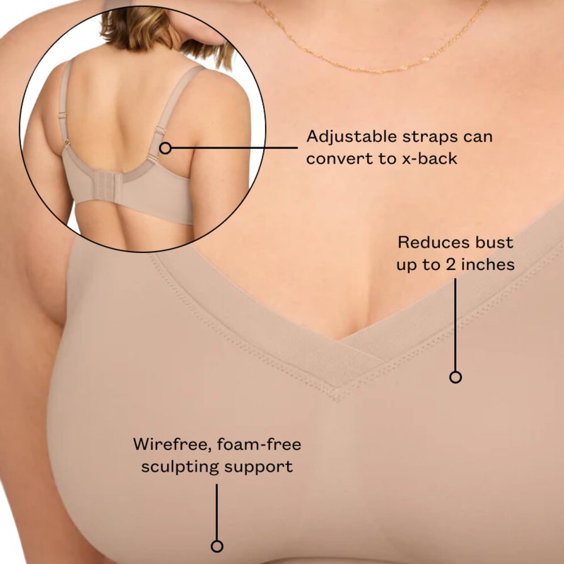 ThirdLove 24/7 Classic Wireless Crossover Minimizer Bra, Taupe, 42E