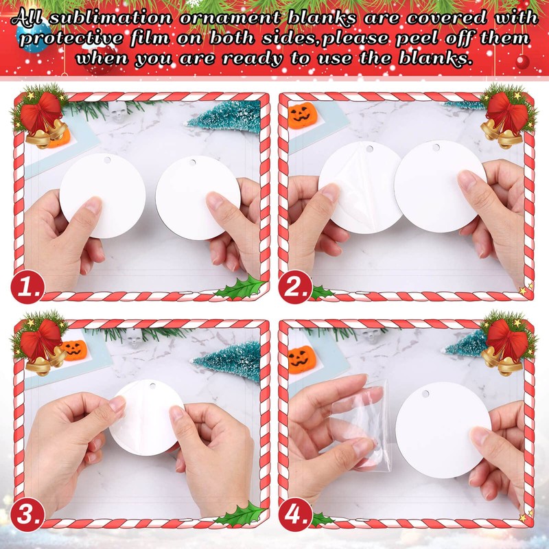 Billbotk 25 Pieces Sublimation Ornament Blanks, 3.15'' Round Blank Sublimation