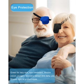 Eye Patches for Adults and Kids, 2 Pcs 3D Eye Patch Adjustable Medical Eyepatch for Lazy Eye Amblyopia Strabismus and After Surgery for Right Eye Blue