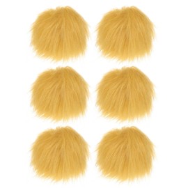 M METERXITY Pompons aus Kunstfell, 3,1 cm, weich, flauschig, mit elastischer Schlaufe, für Hüte, Taschen, Schlüsselanhänger, Strickzubehör, Bastelarbeiten, Ingwergelb, 6 Stück