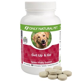 Only Natural Pet Get Up & Go Herbal Joint Support Supplement for Dogs - Holistically Formulated with Corydalis & Turmeric Hip & Joint Daily Vitamin for Senior Dog - Turkey Flavor - 90 Chewable Tablets