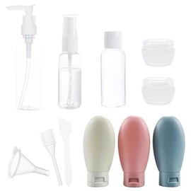 Travel Bottles Set,60ML Travel Squeeze Bottles,Small Mini Plastic Empty Refillable Transparent Bottles, Travel Skincare Container for Lotions and Toiletries with Storage Bag(Multicolor) (White)