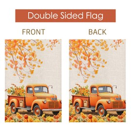 soaringnova Autumn Floral Truck Ginkgo Biloba Garden Flag Double Sided Thanksgiving Indoor Decoration Burlap Yard Outdoor 12x18 Inch, yellow