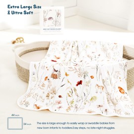 GRSSDER Baby Swaddle Blanket 2 Pack, Super Soft Jersey Knit Quilt Blankets for Baby Girls, Reversible Double Layer Receiving Blankets 34 x 44 Extra Large for Swaddling, Pink Rose & Blush Flora