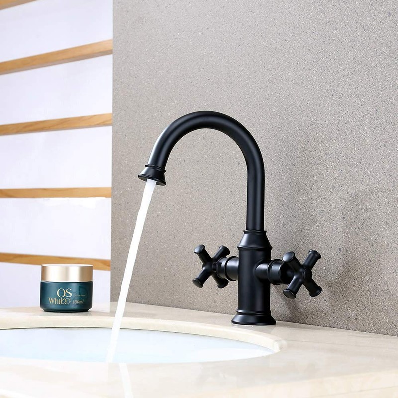 Derengge Matte Black Bathroom Sink Faucet,2 Handle Single Hole Vanity