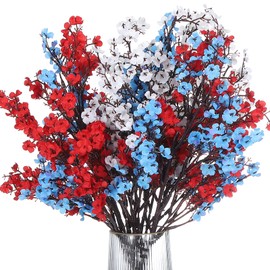 PATIKIL Artificial Flowers, 9pcs European Fake Flowers DIY Bouquet Fake Floral for Home Garden Kitchen Decor Wedding Party Decoration Red/White/Blue